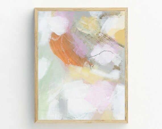 Abstract Painting Wall Art Instant Orange Yellow Pink Grey Modern Art Print Contemporary Decor 5x7 8x10 11x14 16x20