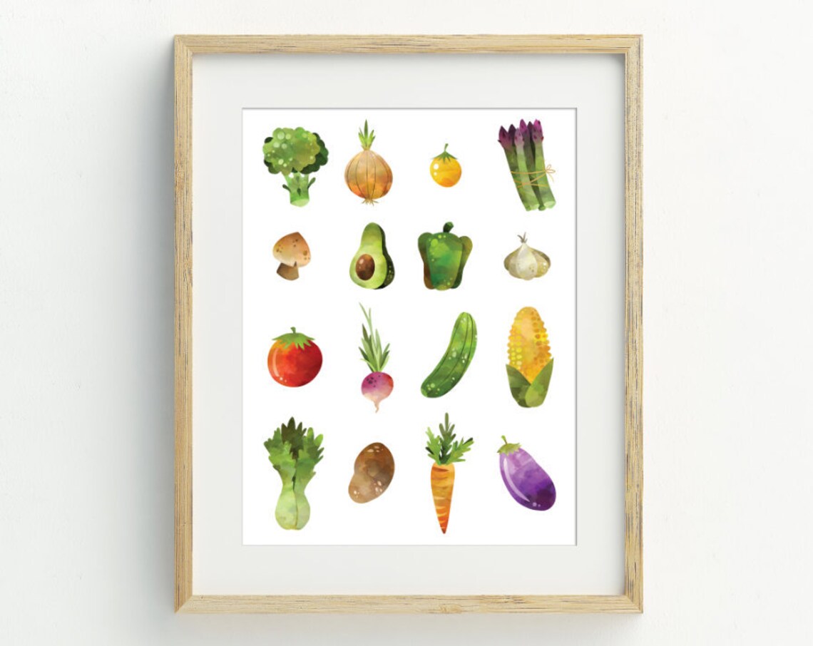 Vegetables Print Kitchen Wall Art Vegetables Poster Food Wall Art 5x7 8x10 11x14