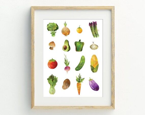 Vegetables Print Kitchen Wall Art Vegetables Poster Food Wall Art 5x7 8x10 11x14