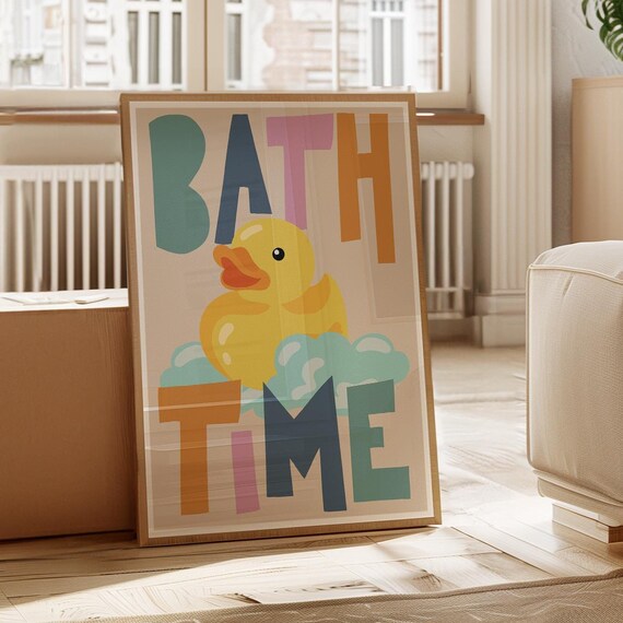 Bath Time Rubber Duck Retro Bathroom Art Print