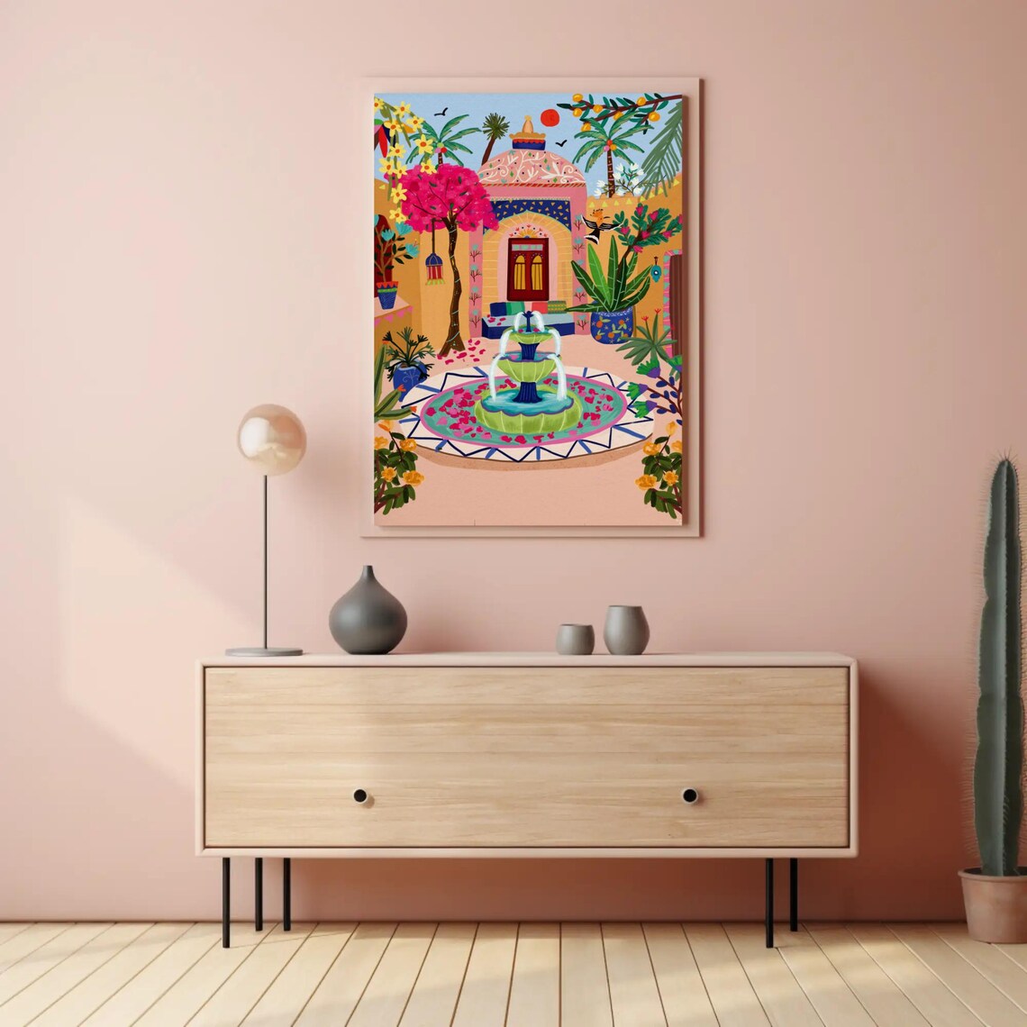 Arabian Courtyard Fountain Domed Pavilion Garden Oasis Art Print - Image 3