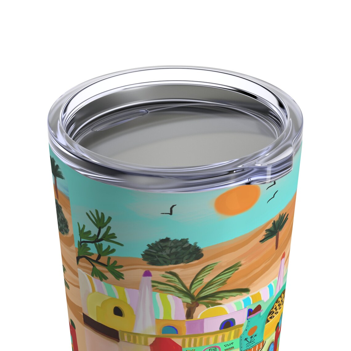 Egypt Illustration Travel Tumbler With Lid Souvenir Cup Print - Image 3