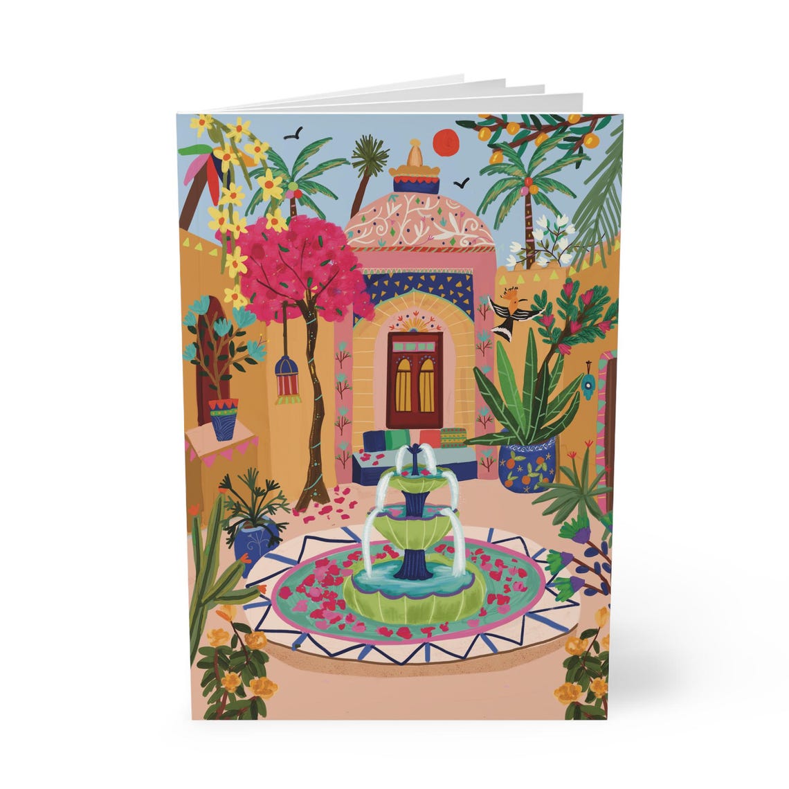 Moroccan Courtyard Fountain Softcover Notebook Cover Art Print
