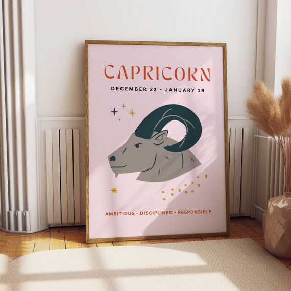 Capricorn Print Zodiac Poster Print Trendy Wall Art Star Sign Print Art Astrology Poster