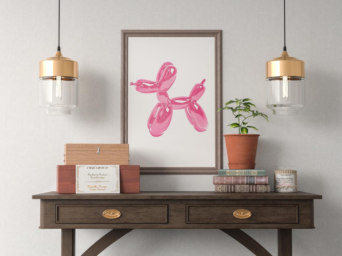 Pink Balloon Dog Watercolor Pop Art Dog Lover Gallery Poster - Image 2