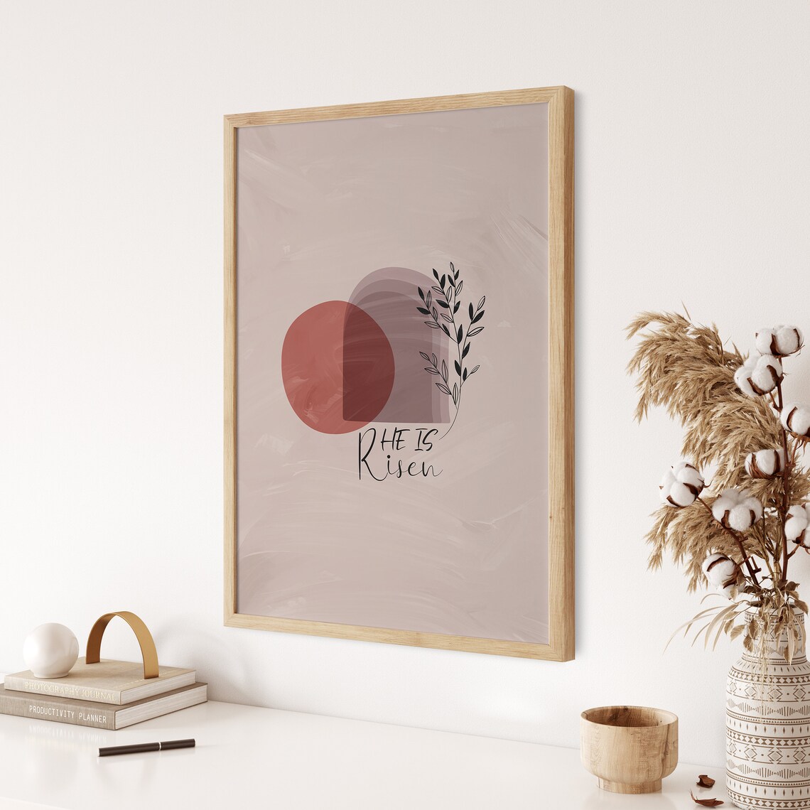 He Is Risen Wall Art Empty Tomb Decor Boho Easter Print Neutral Bible Verse Sign Christian Quote Artwork Lds Church Poster - Image 2