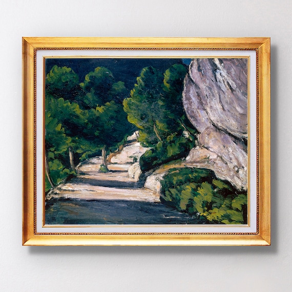 Paul Cezanne Mountain Road with Trees and Rocky Cliffs Landscape Poster