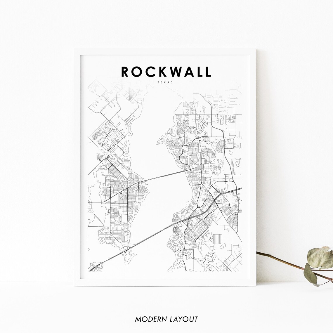 Rockwall TX Map Print, Texas USA Art Poster