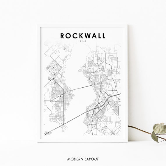 Rockwall TX Map Print, Texas USA Art Poster