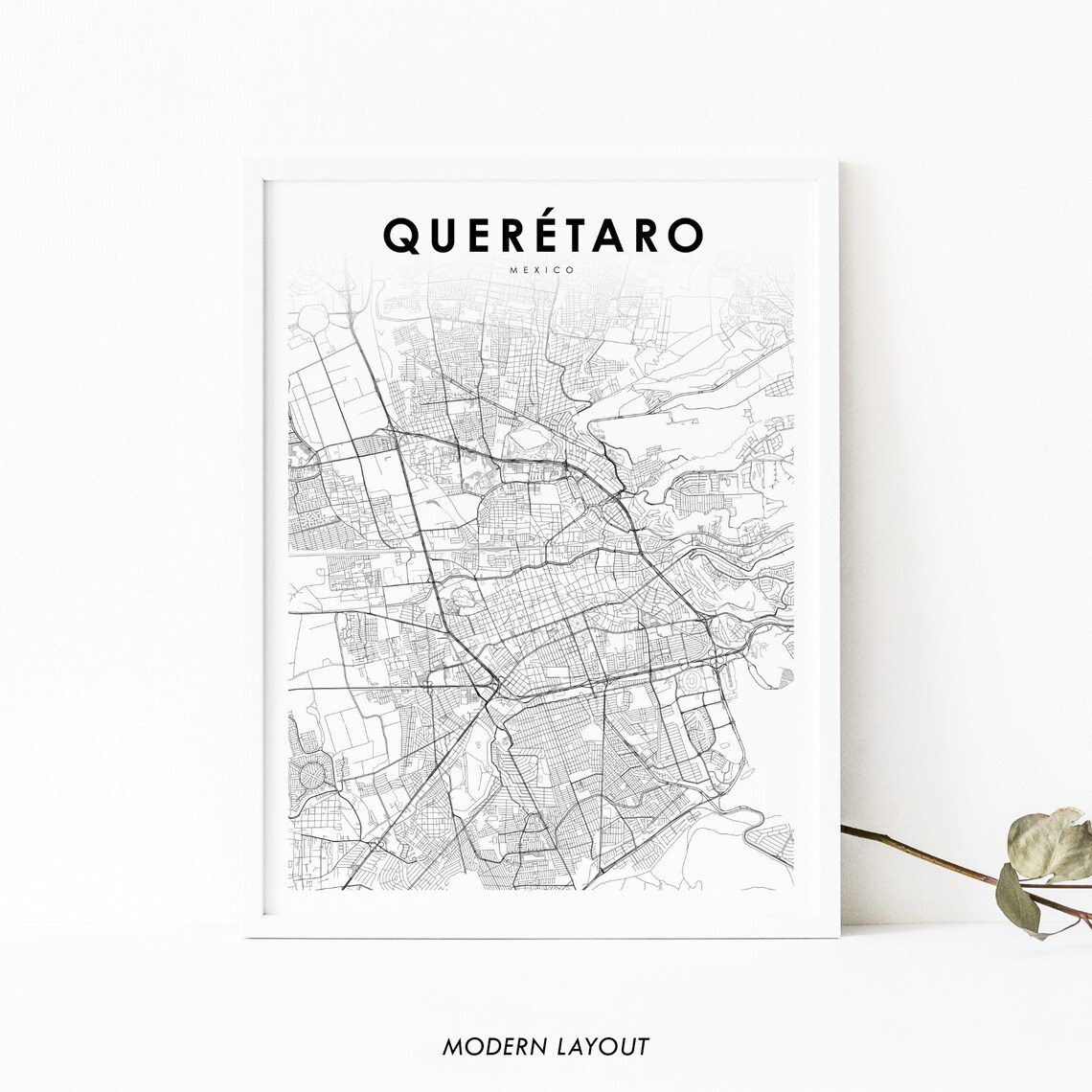 Queretaro Mexico Map Print, Nursery Room Wall Decor