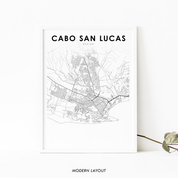 Cabo San Lucas Mexico Map Art Print, Los Cabos