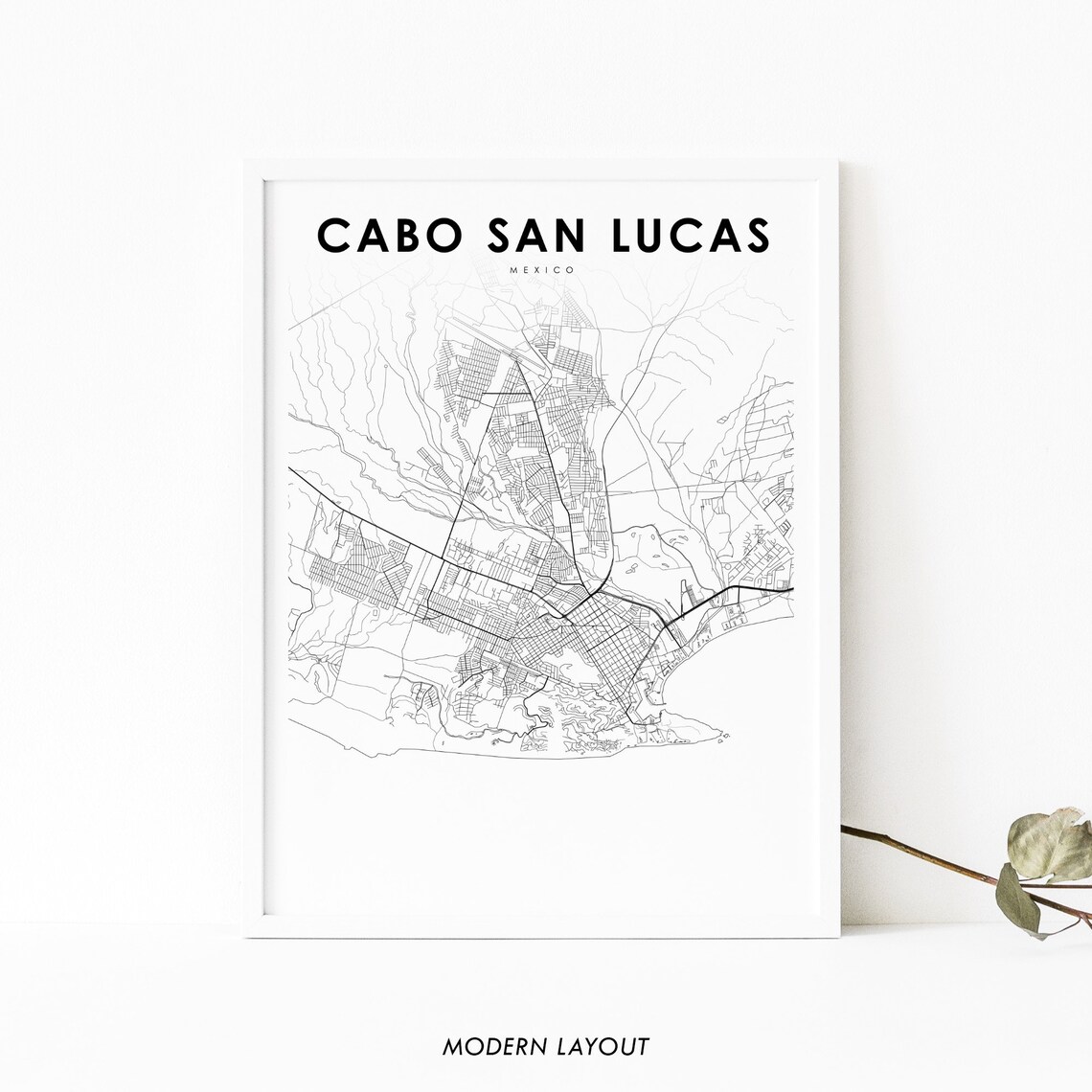 Cabo San Lucas Mexico Map Art Print, Los Cabos