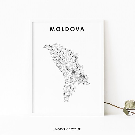Moldova Map Print Country Road Art Poster Europe Nursery Room Wall Office Decor