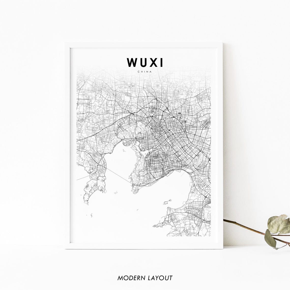 Wuxi Jiangsu China Minimalist City Street Map Fine Modern Poster