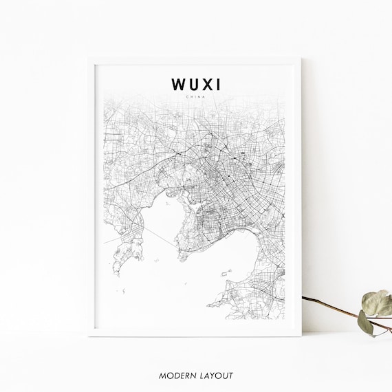 Wuxi Jiangsu China Minimalist City Street Map Fine Modern Poster