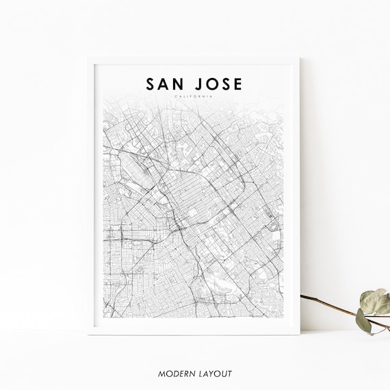 San Jose CA Map Print, Nursery Room Wall Art