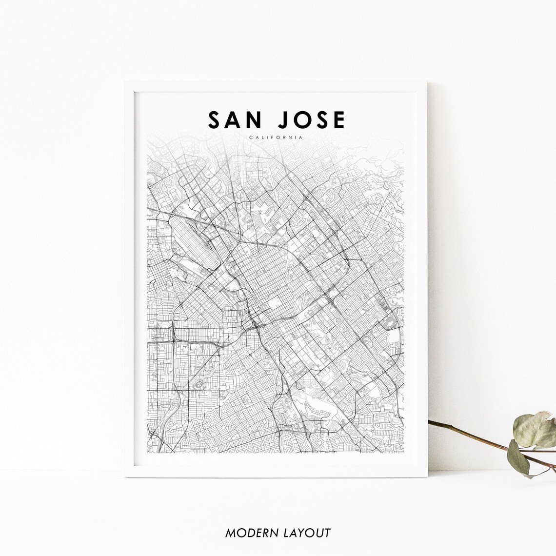 San Jose CA Map Print, Nursery Room Wall Art