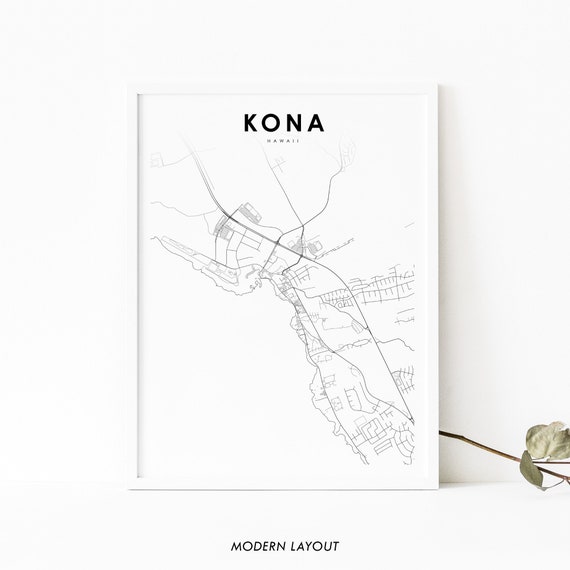 Kailuakona HI Map Print, Hawaii Travel Poster