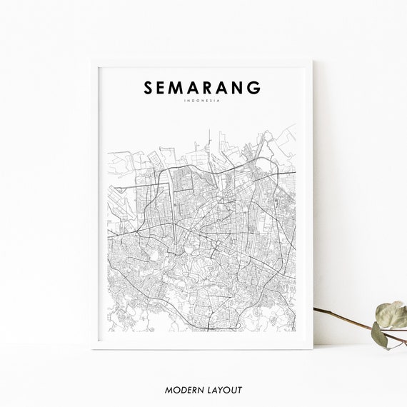 Semarang Indonesia Map Art Print, Java City Map