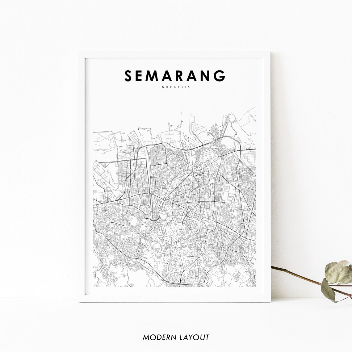 Semarang Indonesia Map Art Print, Java City Map