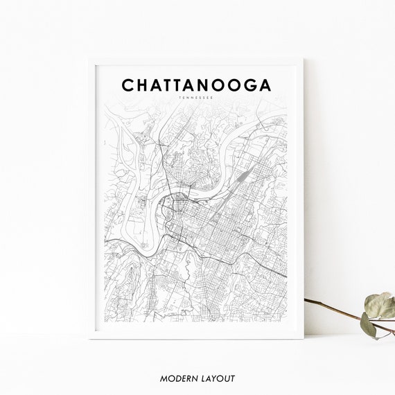 Chattanooga TN Map Print, Tennessee City Street