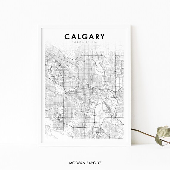 Calgary Alberta Map Print Ab Canada Art Poster City Street Road Nursery Room Office Wall Decor