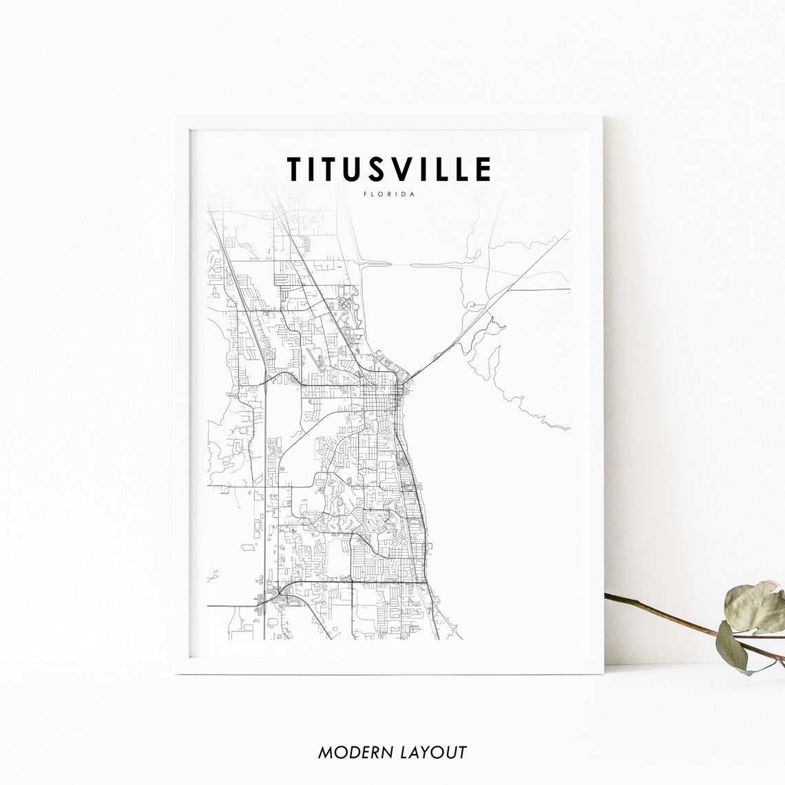 Titusville Florida Minimalist Street Map Poster In Modern Layout