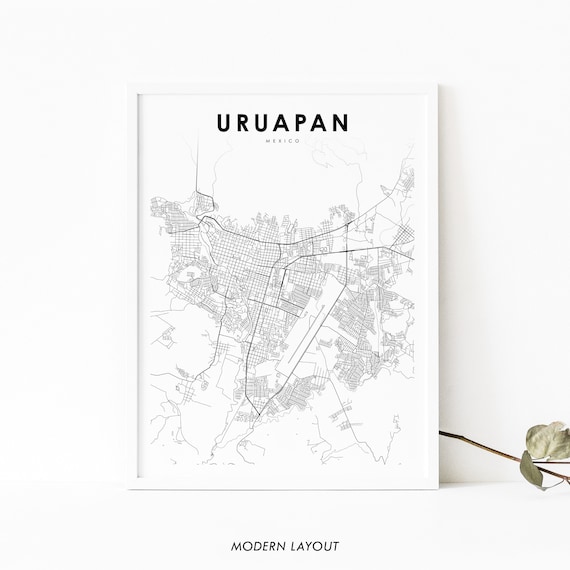 Uruapan Mexico Map Print Michoacn Mxico Art Poster City Street Road Nursery Room Wall Office Decor