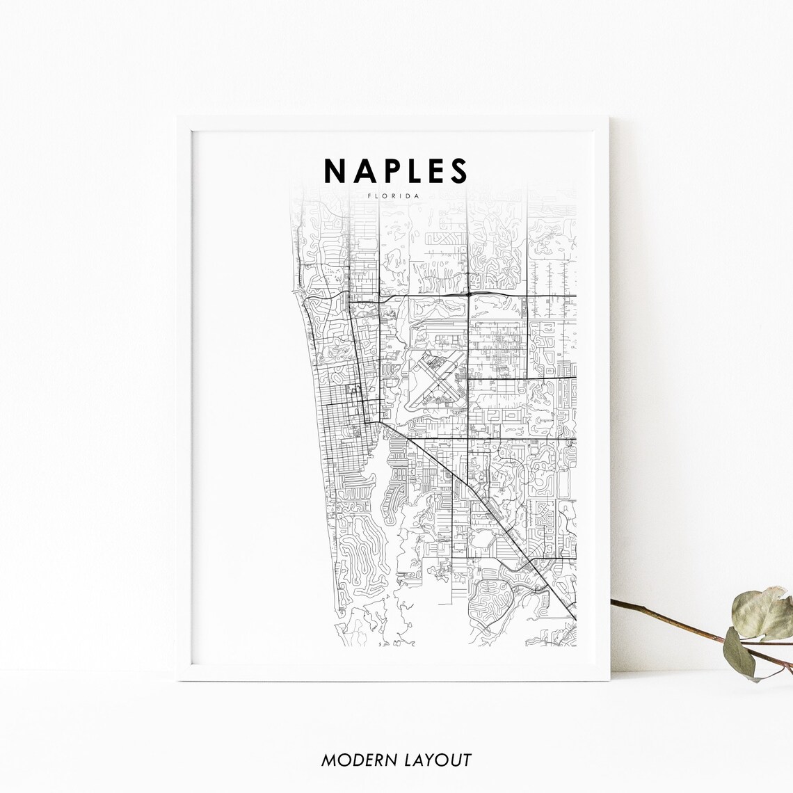 Naples FL Map Print, Florida Nursery Wall Poster