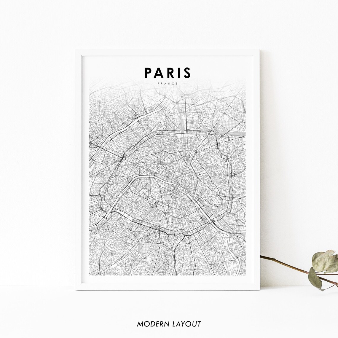 Paris France Map Art Print, Nursery Room Decor