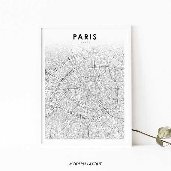 Paris France Map Art Print, Nursery Room Decor