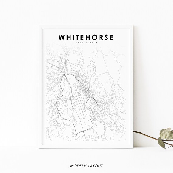 Whitehorse Yt Map Print Yukon Canada Art Poster City Street Road Nursery Room Wall Office Decor