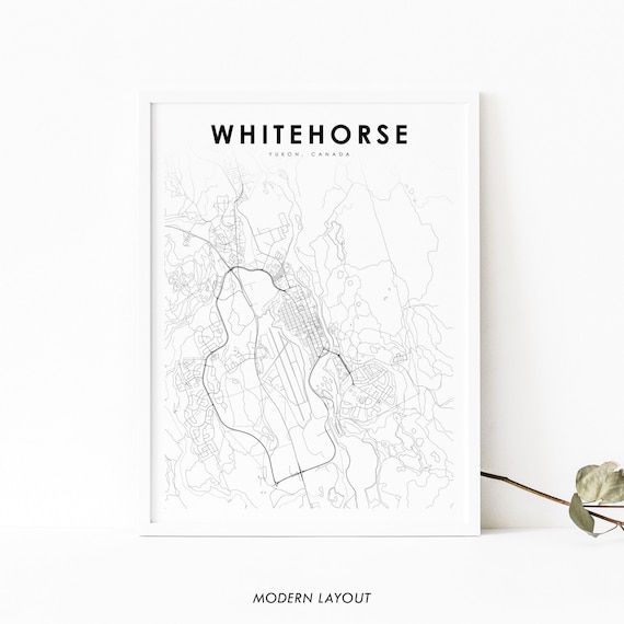 Whitehorse Yukon Canada Minimalist Modern City Map Line Poster