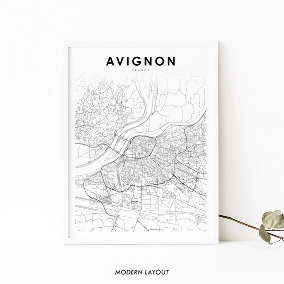 Avignon France Map Print Art Poster Avenio Alpescte Dazur City Street Road Nursery Room Wall Office Decor