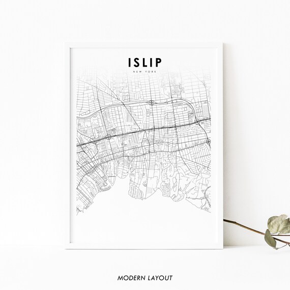 Islip New York Minimalist City Street Map Modern Art Print Gift