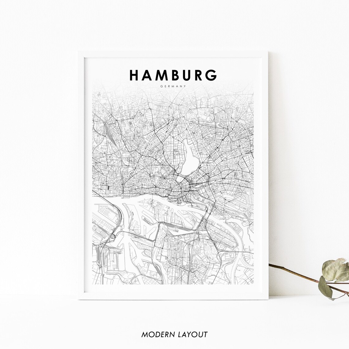 Hamburg Germany Map Print, Nursery Room Wall Decor