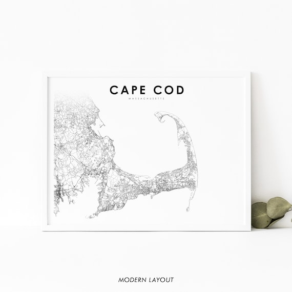 Cape Cod MA Map Poster, Massachusetts Nursery Decor