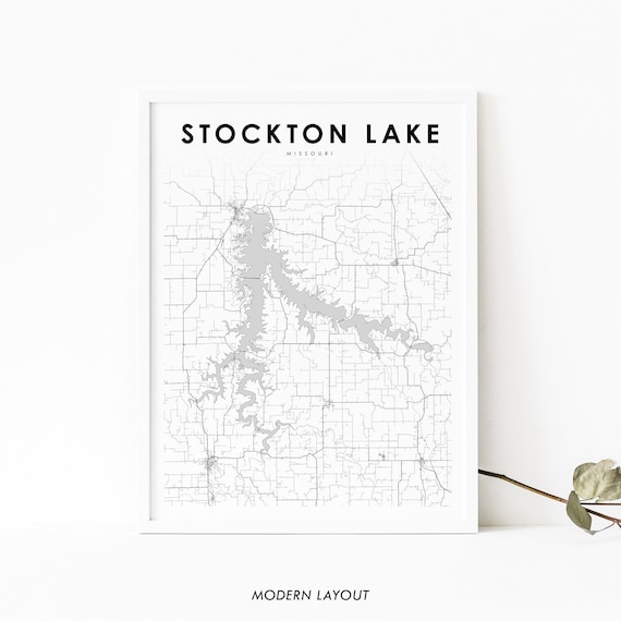 Stockton Lake Mo Map Print Missouri Usa Art Poster Cedar City Street Road Nursery Room Office Wall Decor