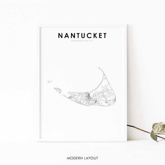 Nantucket Ma Map Print Massachusetts Usa Art Poster Cape Cod City Road Street Nursery Room Wall Office Decor