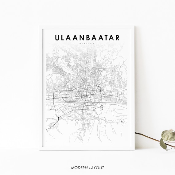 Ulaanbaatar Mongolia Map Art Print, Nursery Decor