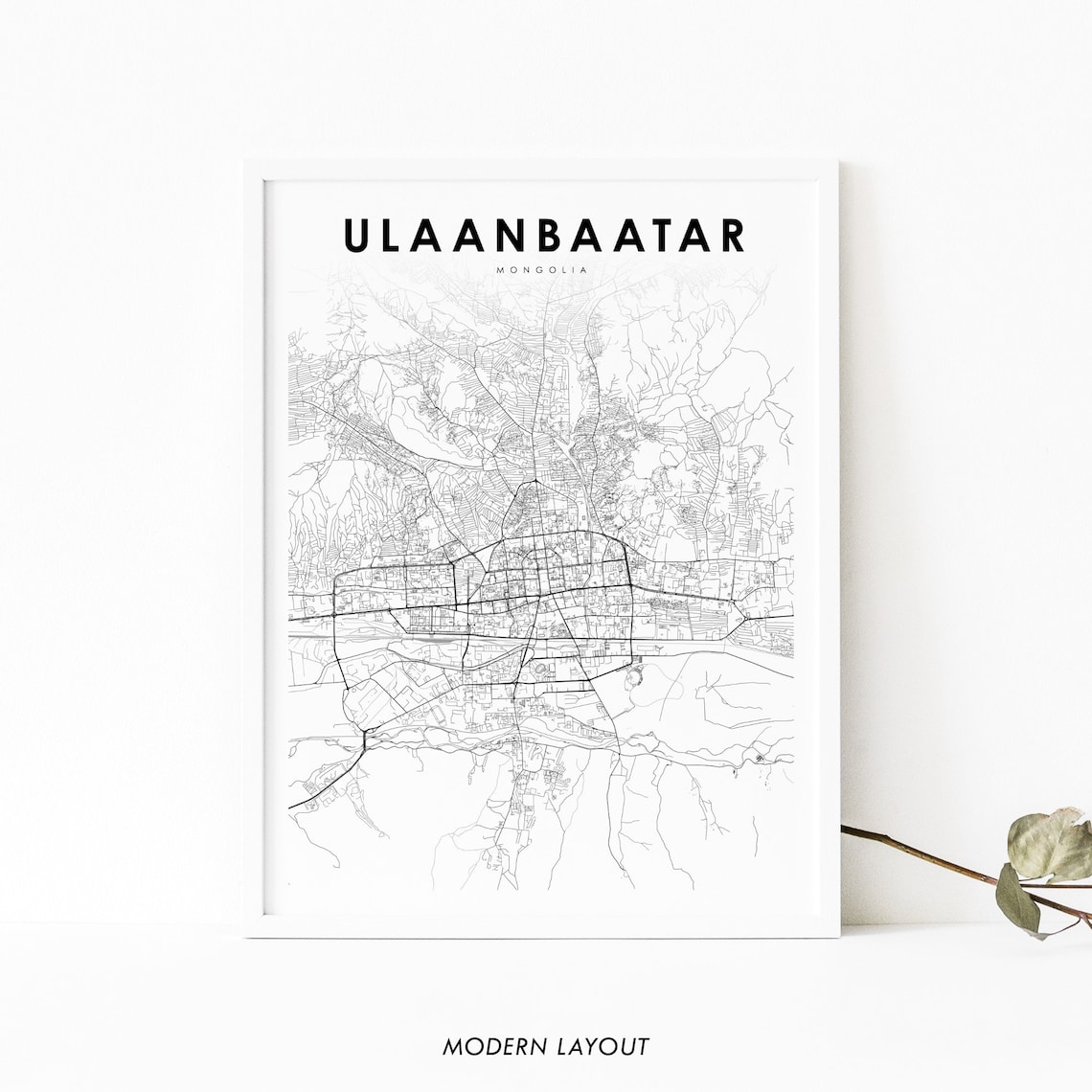 Ulaanbaatar Mongolia Map Art Print, Nursery Decor
