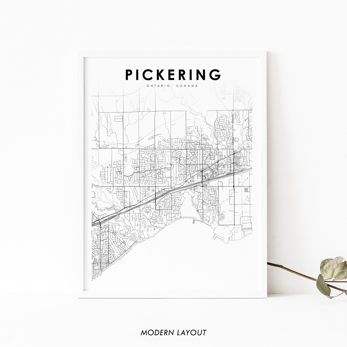 Pickering Ontario Map Print, Canada City Art Poster