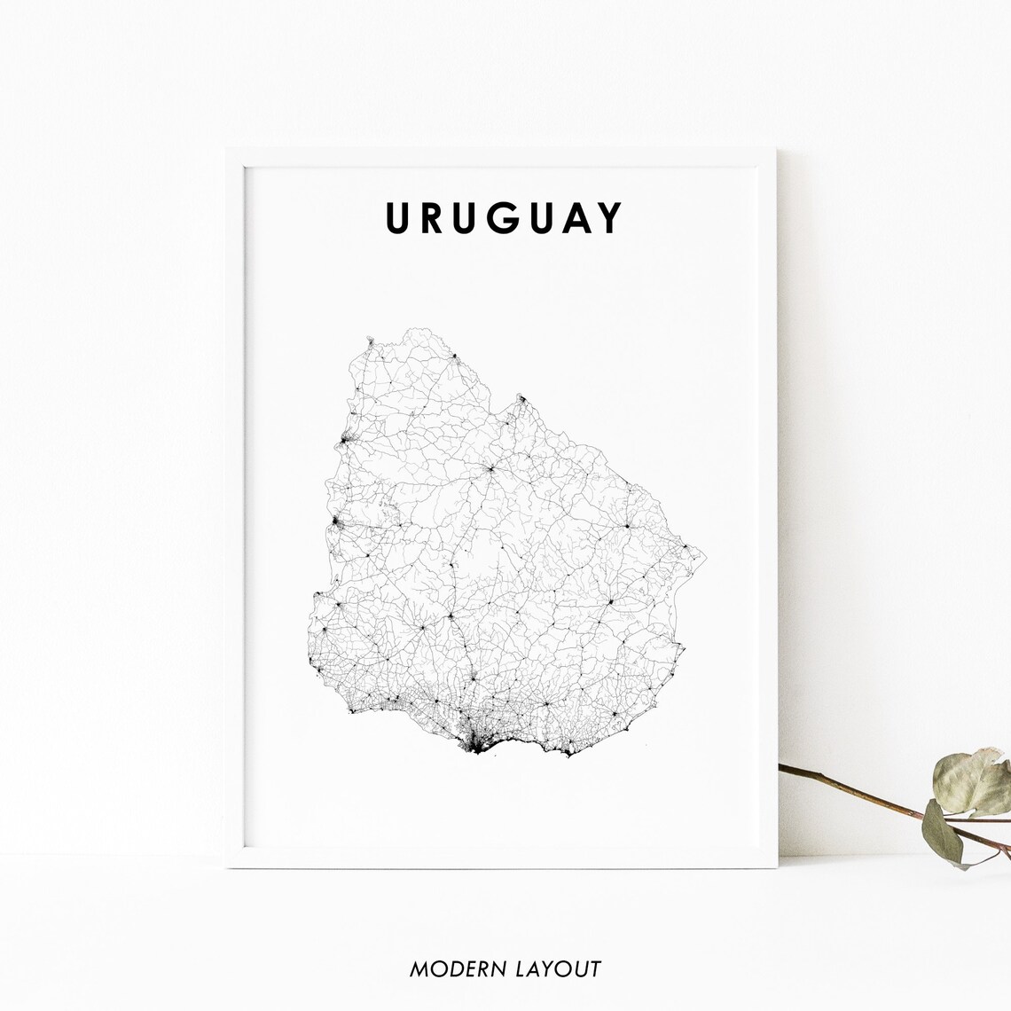 Uruguay Map Print Poster, Montevideo Nursery Decor