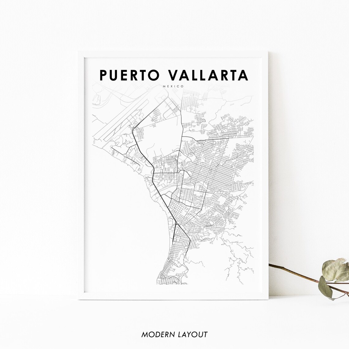 Puerto Vallarta Mexico Map Print, Jalisco Travel Poster