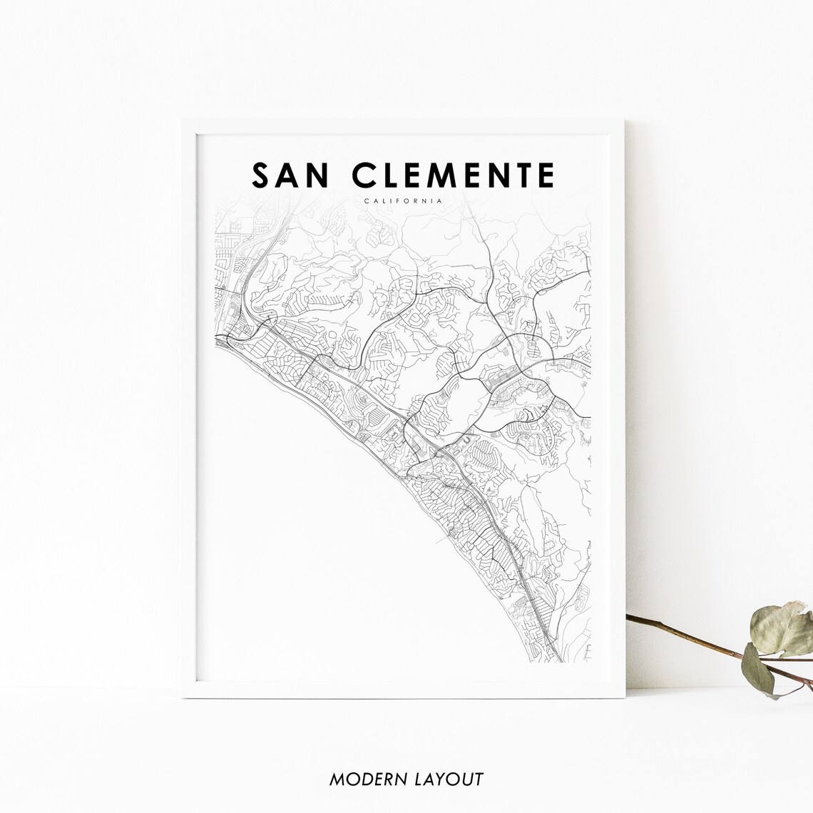 San Clemente CA Map Print, Orange County City Map