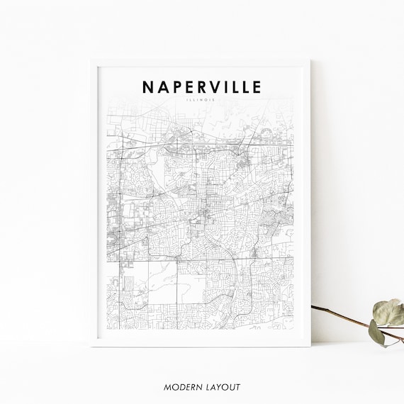 Naperville Il Map Print Illinois Usa Art Poster City Street Road Nursery Room Wall Office Decor