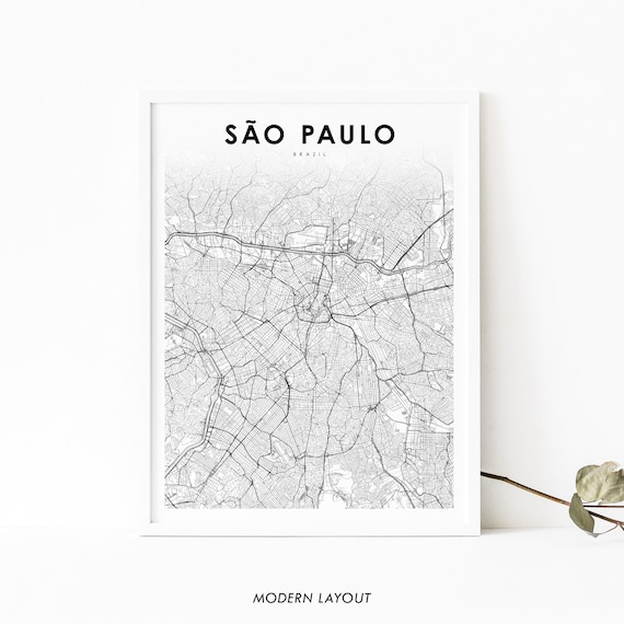 Sao Paulo Brazil Map Print, Nursery Room Decor