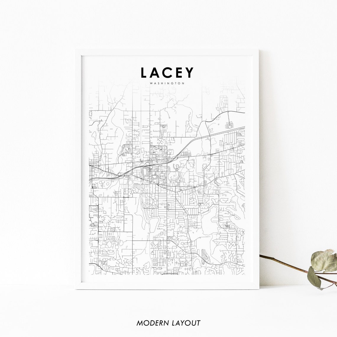 Lacey Washington Minimalist City Street Map Modern Wall Poster