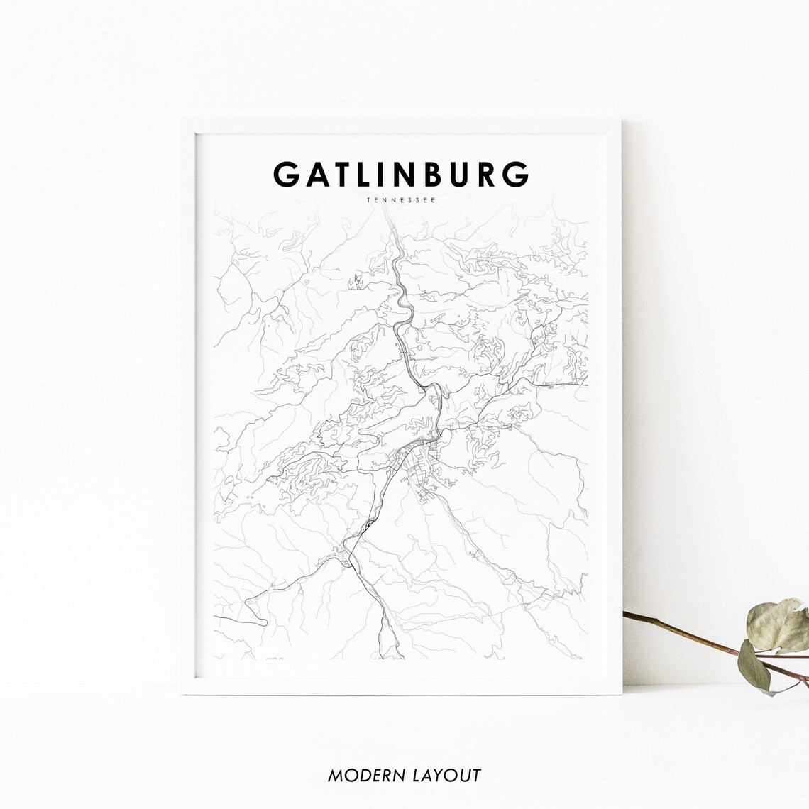 Gatlinburg TN Map Print, Tennessee Travel Poster