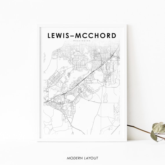 Lewis McChord Joint Base Washington Street Map Modern Gift Poster